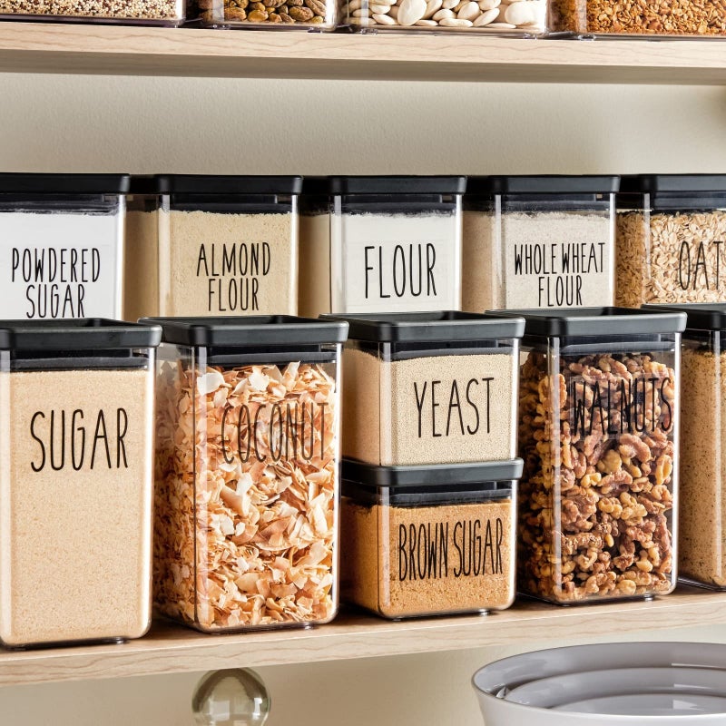 Talented Kitchen Kitchen Adhesive Labels - Waterproof Labels for Storage Bins - Pantry & Jar Stickers for Spices - Pack of 136, 2 x 3 in, Black Text on Clear Vinyl - Image 3